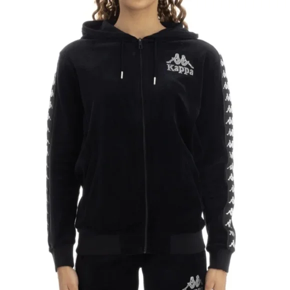 Kappa Tops Black Kappa Velvet Zipup Hoodie Poshmark